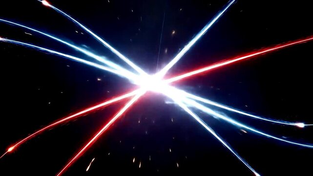 Cinematic Fast-Moving Light Beams &ndash; Red vs Blue Energy Flow