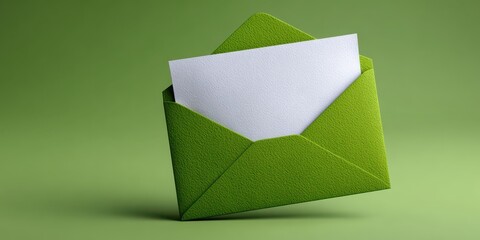 Invitation and Announcement Mockup with a Blank Card in a Textured Green Envelope