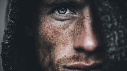 Obraz premium Intense Gaze: A Close-Up Portrait of a Man