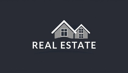 Real Estate Logo Design Depicting Houses and Property on a Dark Background
