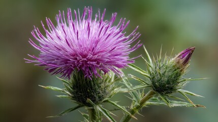Purple Thistle in Bloom: A Close-Up of Nature's Beauty