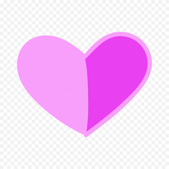 Doodle hand drawn heart drawing on white background