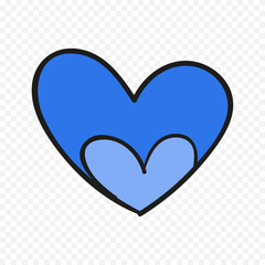 Doodle hand drawn heart drawing on white background