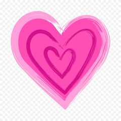 Doodle hand drawn heart drawing on white background