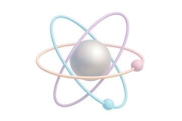 3d illustration of atom electrons rotating around nucleus on transparent background, ideal for science and education related projects