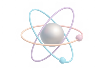 3d illustration of atom electrons rotating around nucleus on transparent background, ideal for science and education related projects