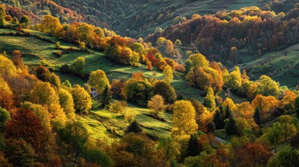 Autumnal Bliss: A Panoramic View of Golden Hills