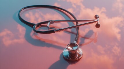 Serene Stethoscope: A Medical Symbol Under a Peaceful Sky