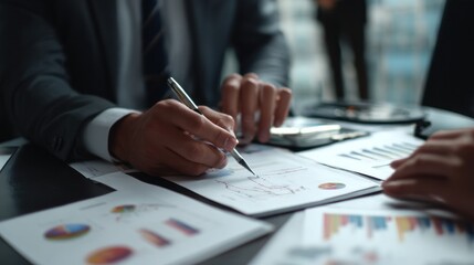 Businesspeople Analyzing Financial Data Together