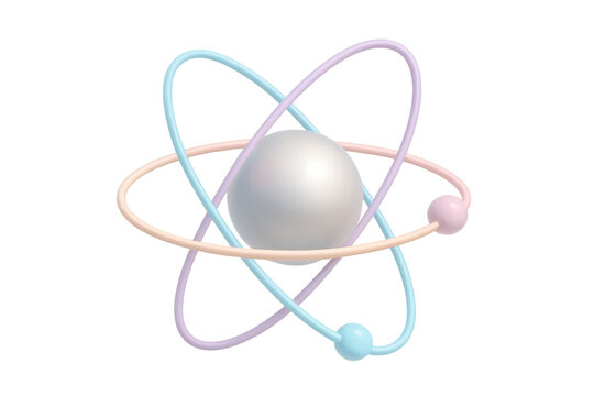 3d illustration of atom electrons rotating around nucleus on transparent background, ideal for science and education related projects