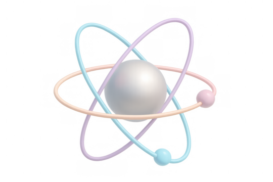 3d illustration of atom electrons rotating around nucleus on transparent background, ideal for science and education related projects - Powered by Adobe