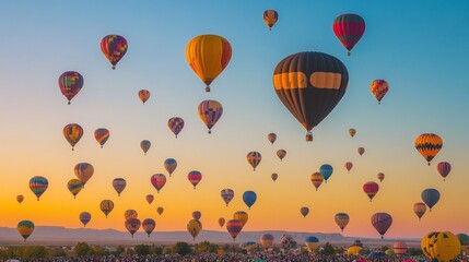 Colorful hot air balloons over a crowd (1)