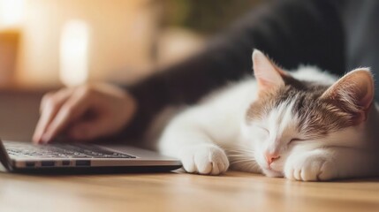 Cat sleeping on laptop