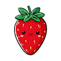 Obraz premium Cute Cartoon Strawberry with Glitter Texture -