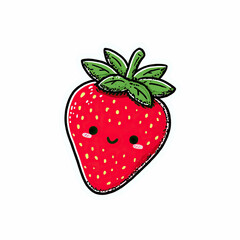 Obraz premium Kawaii Strawberry Sticker Cute Cartoon Fruit