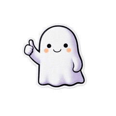 Cute Ghost Giving Thumbs Up - Halloween Cartoon