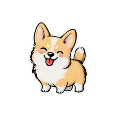 Obraz premium Adorable Cartoon Corgi Puppy with Tongue Out -