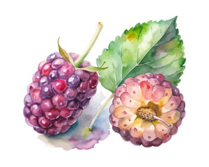 watercolor Mulberry Slice vector illustration isolated on white background
