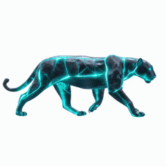 Obraz premium Abstract Wireframe Panther Digital Big Cat in