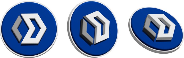 Blocknet (BLOCK) 3D Cryptocurrency Logo – Blue Modern Blockchain Token – Triple Posture High Detail Design for Decentralized Digital Finance