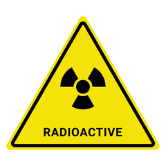 Obraz premium Radioactive Warning Sign in Yellow Triangle with Radiation Symbol