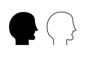 Human Head Profile Silhouettes Facing Each Other in Minimal Style