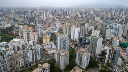 Fototapeta premium Aerial view of the city of Lima from the Jesús María district in Peru.