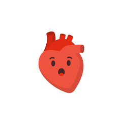 Obraz premium Cute Heart Organ Icon Pack – Flat Vector with Emotions (Happy, Sad, Angry, Sick, etc.)