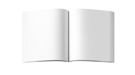 Open Blank White Book with Empty Pages on Transparent Background Ready for Your Custom Text and Designs, PNG