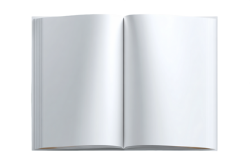 Open Blank White Book with Clean Pages on Transparent Background For Mockup and Display Purpose, PNG