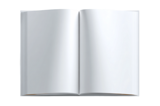 Open Blank White Book with Clean Pages on Transparent Background For Mockup and Display Purpose, PNG