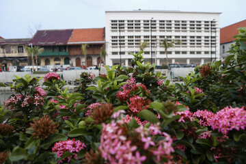 Scenic view of Jakarta’s Old Town in the morning, showcasing historic Dutch colonial buildings,...
