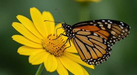Fototapeta premium Monarch butterfly on yellow flower