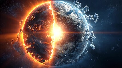 Earth Split between Fire and Ice - Powered by Adobe