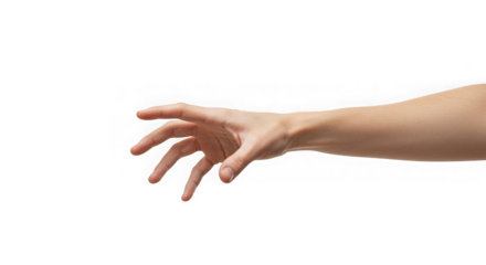 A hand reaching out against a completely solid dark space on transparent background