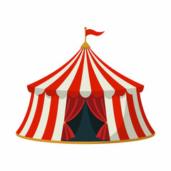 Festive Circus Tent Illustration Red and White Stripes for Events and Celebrations