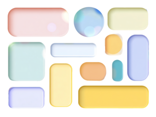 Pastel Color Abstract Shapes on Transparent Background Geometric Design Elements for Modern Graphics and Creative Projects, PNG