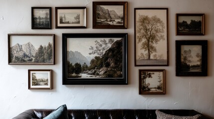 Framed artwork gallery wall interior decor