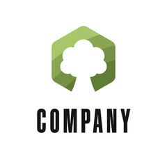 green tree with hexagon logo design concept idea