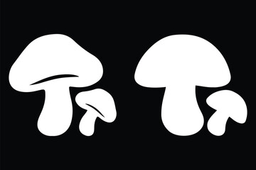 Mushroom silhouette set on black background. vector illustration .