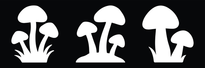 Mushroom silhouette set on black background. vector illustration .