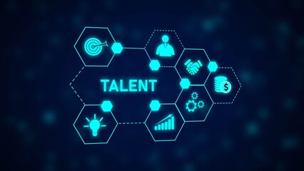 Cyan Hexagon Network Talent Acquisition Strategy Business Concept Graphic Illustration image