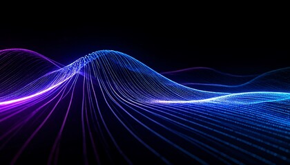 Abstract digital waves of vibrant light