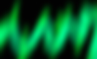 Thick, undulating green light streams with a soft blur effect against a very dark background. An illustration of a natural light show in the night sky.