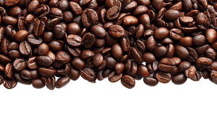 Obraz premium Pile of Fresh Roasted Aromatic Brown Coffee Beans on Transparent Background for Culinary Themes, PNG