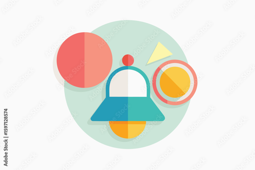 Poster abstract composition with geometric shapes in a minimalist style with muted colors for design concep