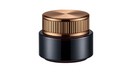 Elegant brass and black metal knob on a dark background