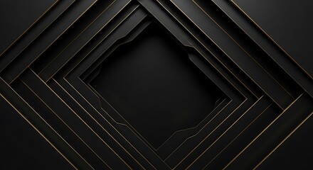 Obraz premium Abstract black and gold geometric background with square shapes and layers design