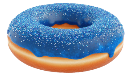 blue donut with sprinkles isolated on white background