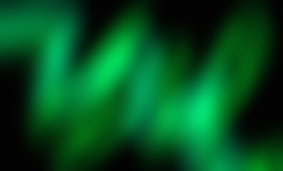 Thick, undulating green light streams with a soft blur effect against a very dark background. An illustration of a natural light show in the night sky.